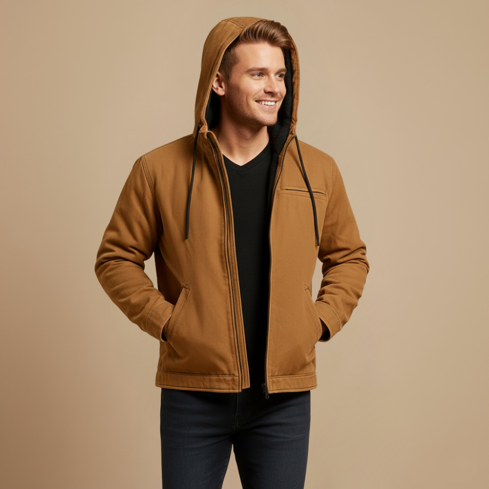 Casual Katoenen Jas met Capuchon en Fluweelachtige Voering Jelle Jora Mode