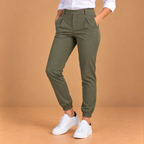 Dames joggingbroek hoge taille slim fit met omslag Jelle Jora Mode