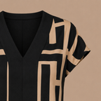Dames casual blouse met geometrisch patroon en V-hals Jelle Jora Mode