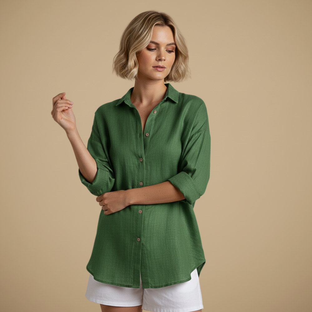 Casual overshirt met lange mouwen en effen kleur Jelle Jora Mode