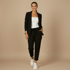 Effen kleurige kantoorpak blazer en joggingbroek set Jelle Jora Mode