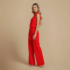 Elegante Mouwloze Jumpsuit met Wijde Pijpen Jelle Jora Mode