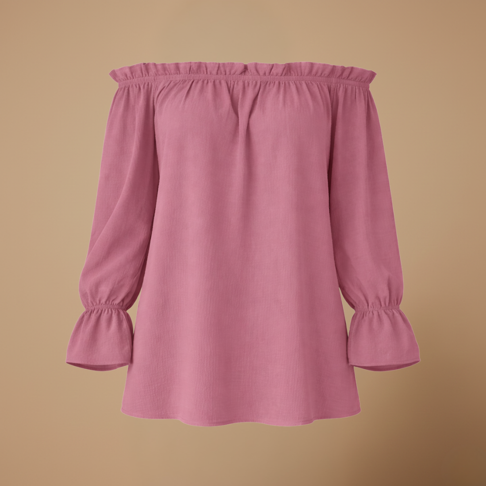 Dames zomerse blouse met ruches en off-shoulder design Jelle Jora Mode