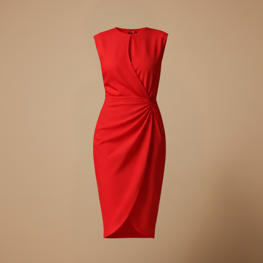 Dames casual geplooide mouwloze midi jurk Jelle Jora Mode