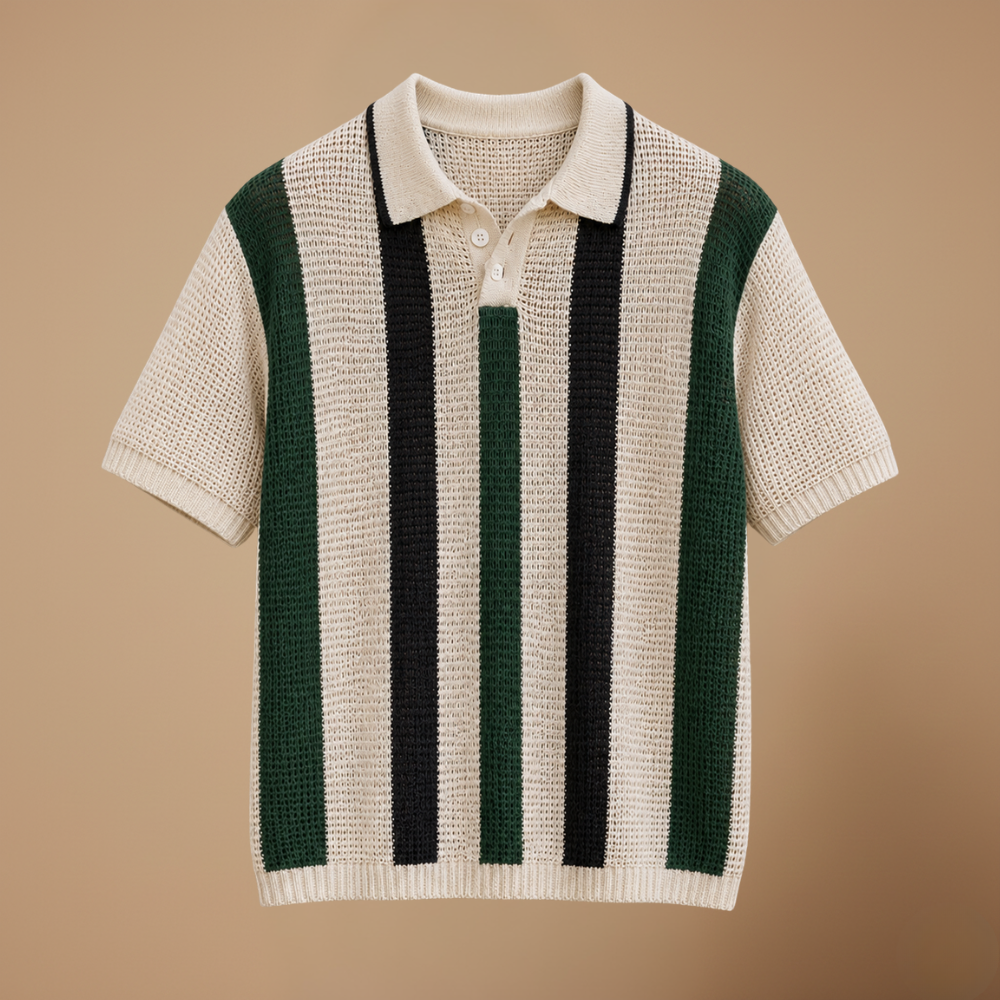 Heren gestreepte polo met uitgesneden details Jelle Jora Mode