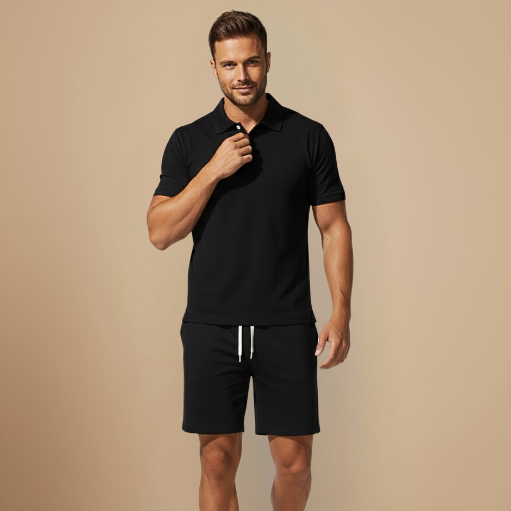 Casual Poloshirt en Korte Broek Tweedelige Set voor Heren Jelle Jora Mode