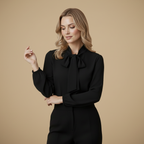 Damesblouse met lange mouwen en elegant strikdetail Jelle Jora Mode