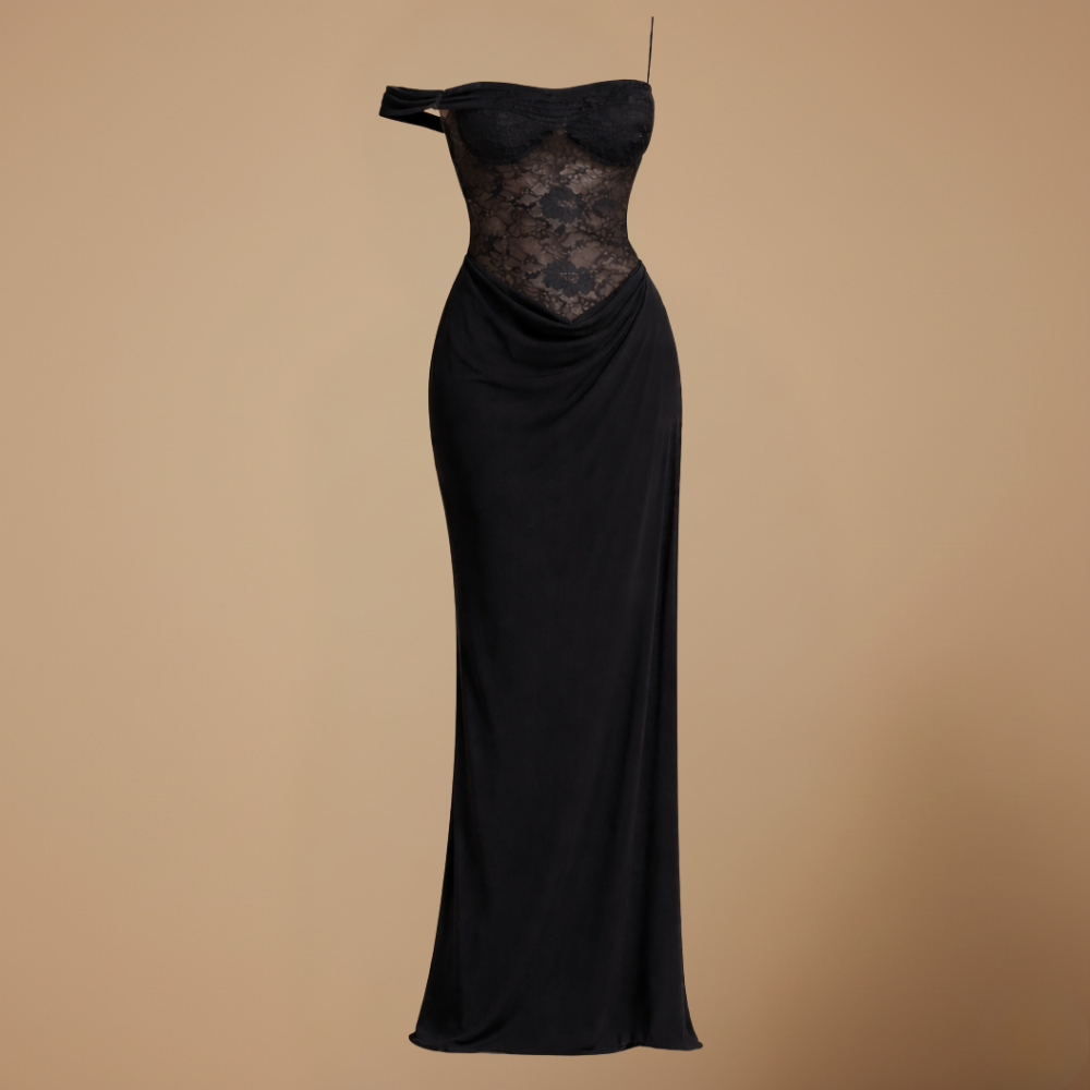 Dames elegante kanten maxi avondjurk Jelle Jora Mode