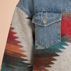 Denim patchwork jasje in retrostijl Jelle Jora Mode