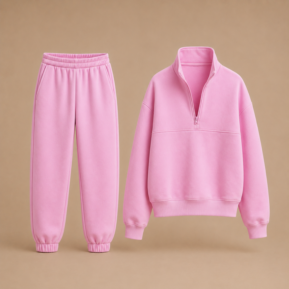 Dames casual sweatshirtset met halve rits Jelle Jora Mode
