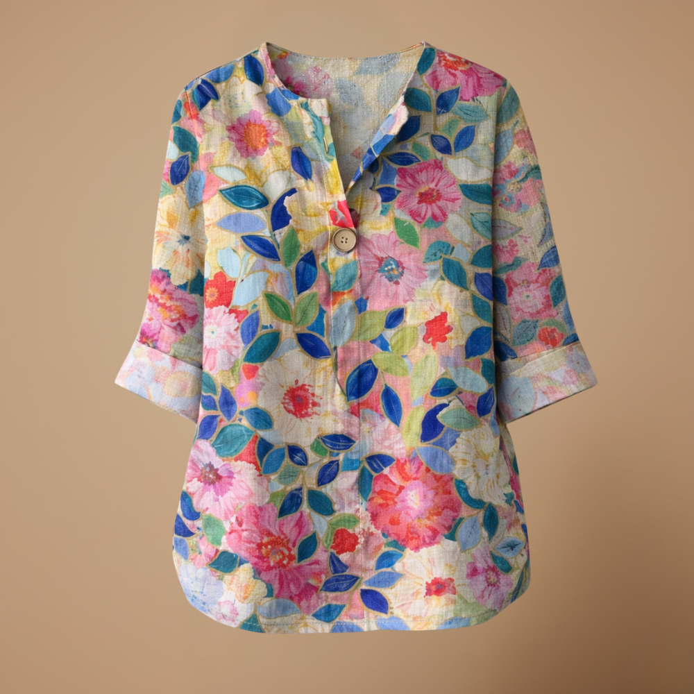 Damesblouse met bloemenprint en V-hals Jelle Jora Mode