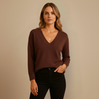 Dames v-hals gebreide trui Jelle Jora Mode