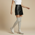 Gebreide overknee laarzen voor dames Rubberen buitenzool