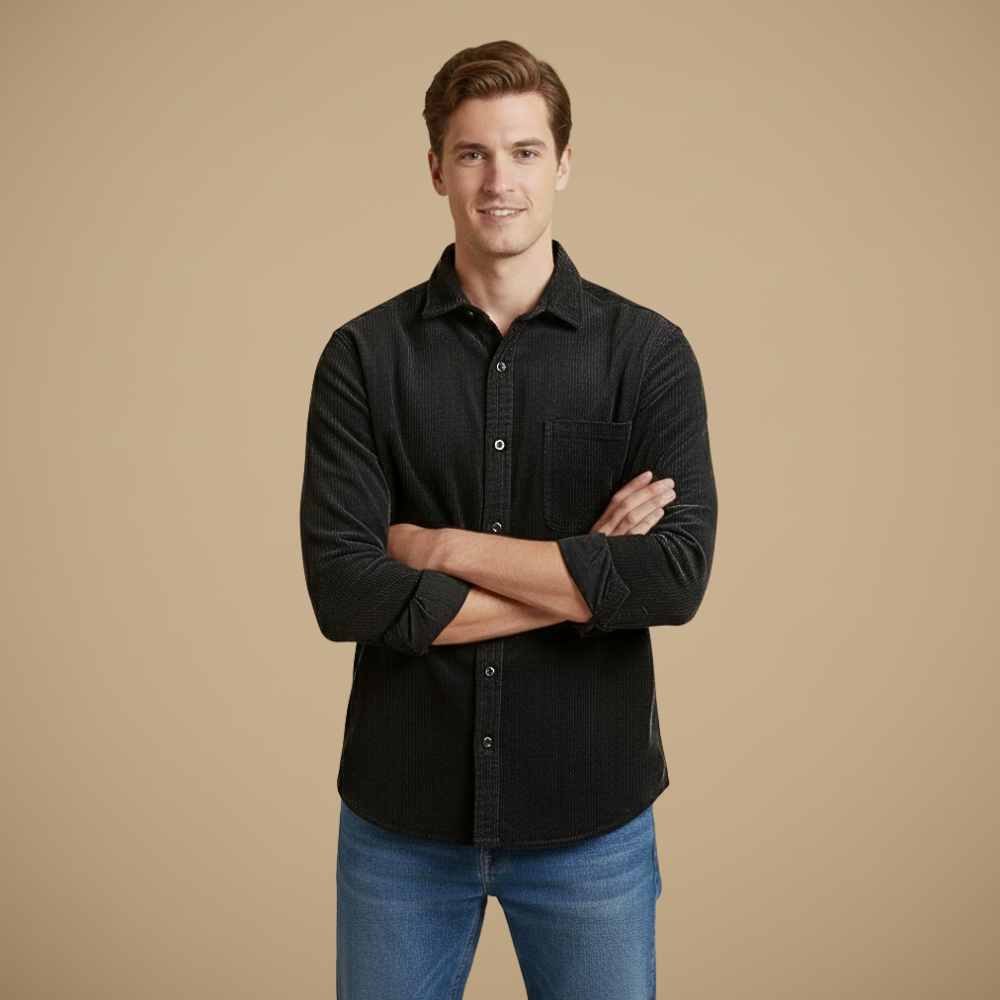 Effen vintage corduroy overhemd voor heren Jelle Jora Mode