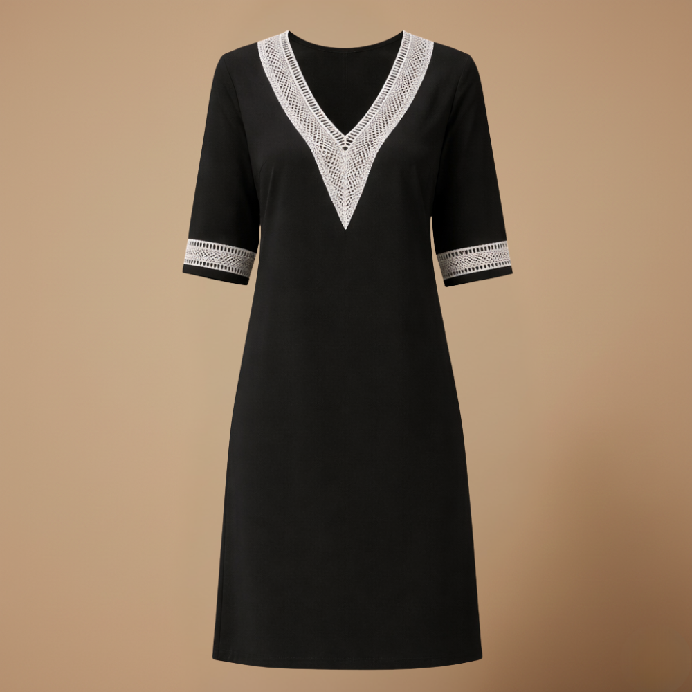 Elegante katoenen linnen zomerjurk met V-hals Jelle Jora Mode