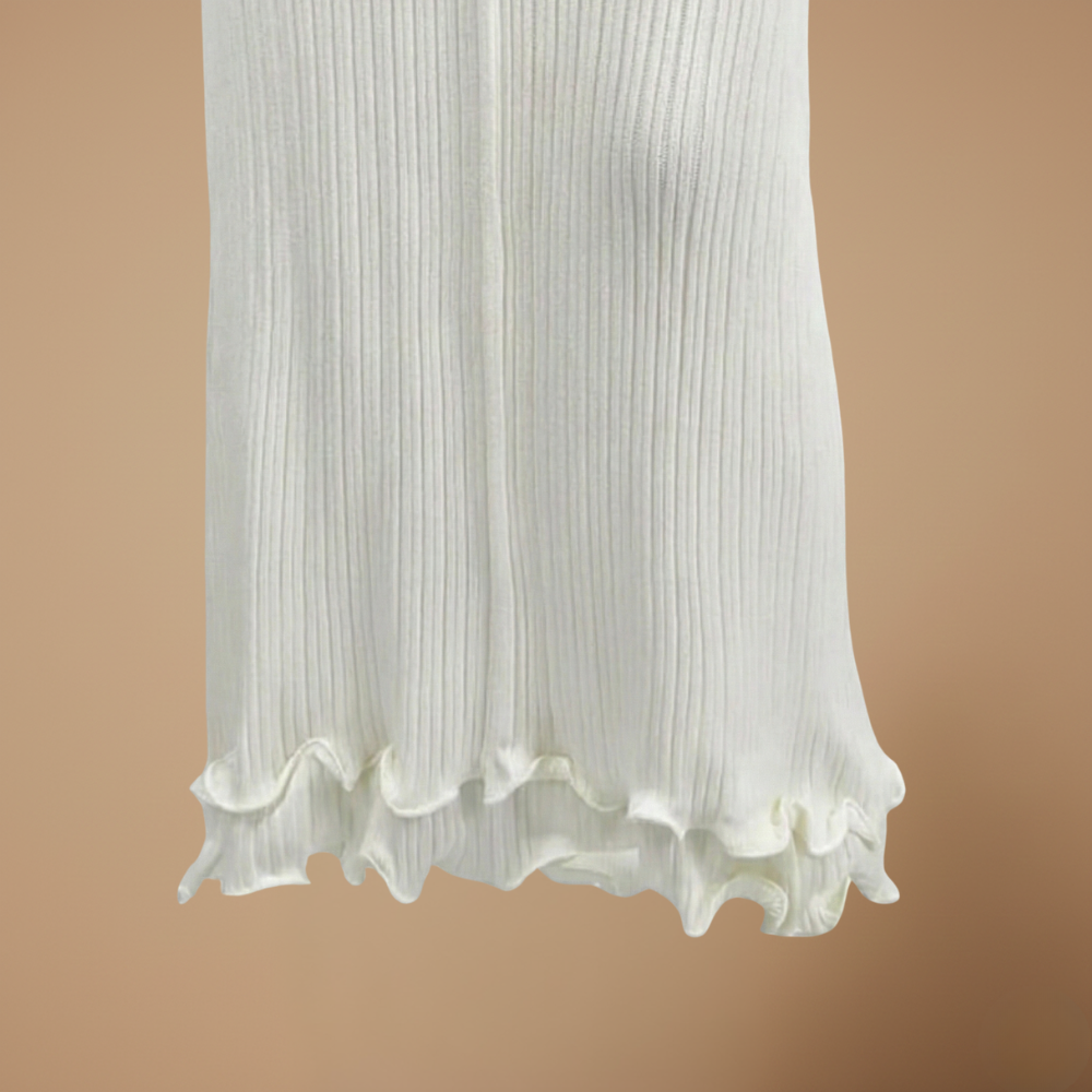 Dames elegante maxi zomerjurk met lange mouwen en ribstof Jelle Jora Mode