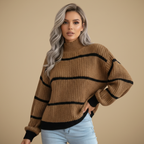 Gestreepte losse gebreide coltrui voor dames Jelle Jora Mode