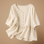 Damesblouse met losse pasvorm en driekwartmouwen Jelle Jora Mode