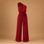 Dames jumpsuit met één schouder en ceintuur in de taille Jelle Jora Mode