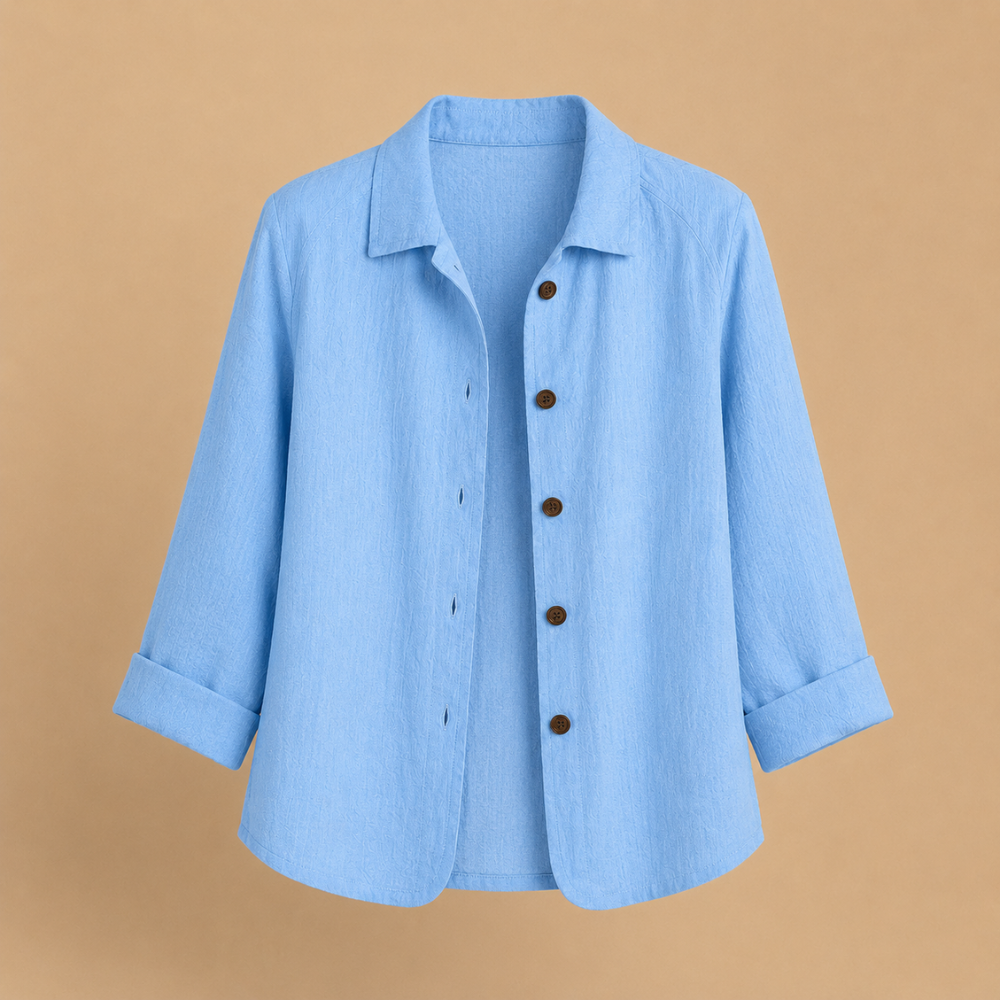 Damesblouse met omgeslagen kraag en knoopsluiting aan de voorkant Jelle Jora Mode