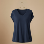 Casual dames top met V-hals en korte mouwen voor de zomer Jelle Jora Mode