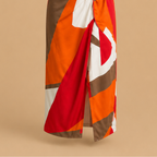 Dames midi-wikkeljurk met strikceintuur en abstract design Jelle Jora Mode