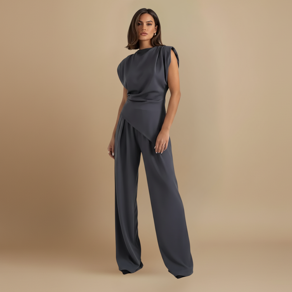 Damespak met hoge taille en wijde pijpen Jelle Jora Mode