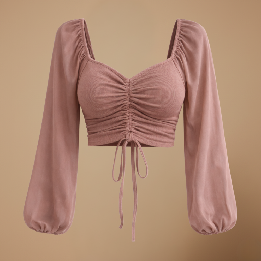 Dames getailleerde blouse met hartvormige halslijn en lange mouwen Jelle Jora Mode