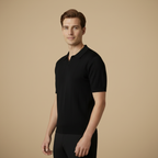 Heren gebreide slim fit polo met korte mouwen Jelle Jora Mode