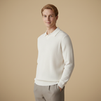 Minimalistisch slim fit geribd gebreid poloshirt voor heren&nbsp; Jelle Jora Mode