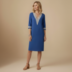 Elegante katoenen linnen zomerjurk met V-hals Jelle Jora Mode