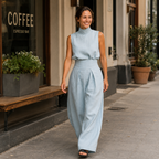 Dames elegante mouwloze set met coltrui en broek Jelle Jora Mode