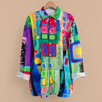 Dames blouse met lange mouwen en abstract patroon Jelle Jora Mode