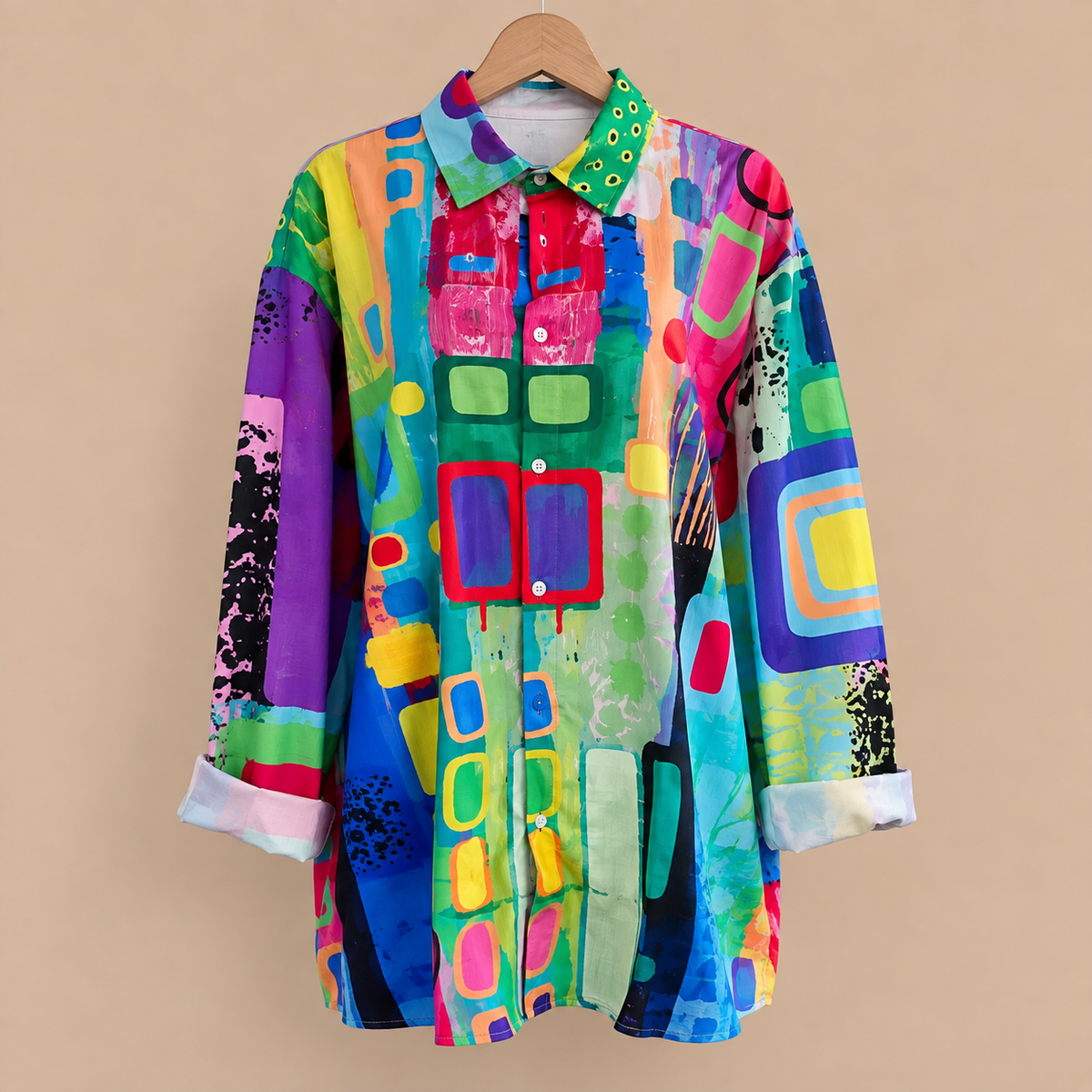 Dames blouse met lange mouwen en abstract patroon Jelle Jora Mode