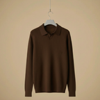 Minimalistisch slim fit geribd gebreid poloshirt voor heren Jelle Jora Mode