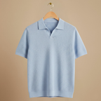 Lichtgewicht gebreid poloshirt met korte mouwen voor heren Jelle Jora Mode