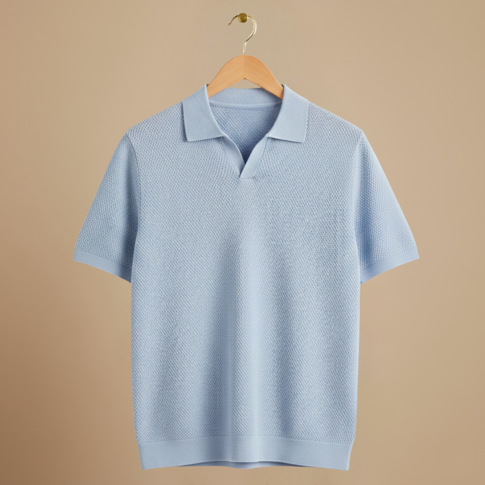 Lichtgewicht gebreid poloshirt met korte mouwen voor heren Jelle Jora Mode