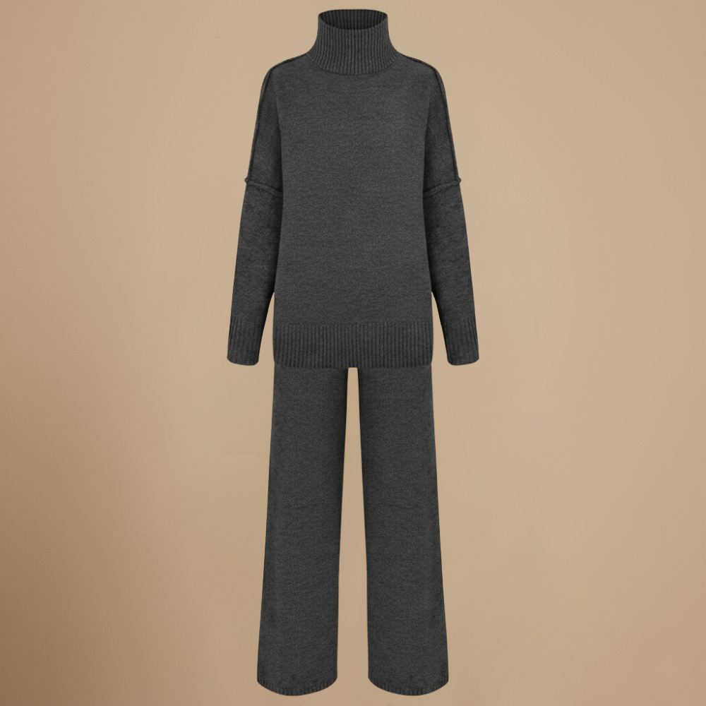 Dikke gebreide broek met hoge kraag voor dames Jelle Jora Mode