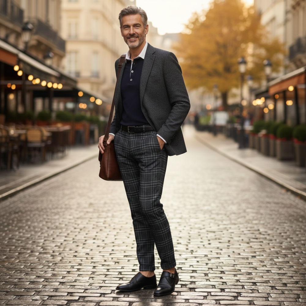 Casual geruite broek met rechte pijpen voor heren Jelle Jora Mode