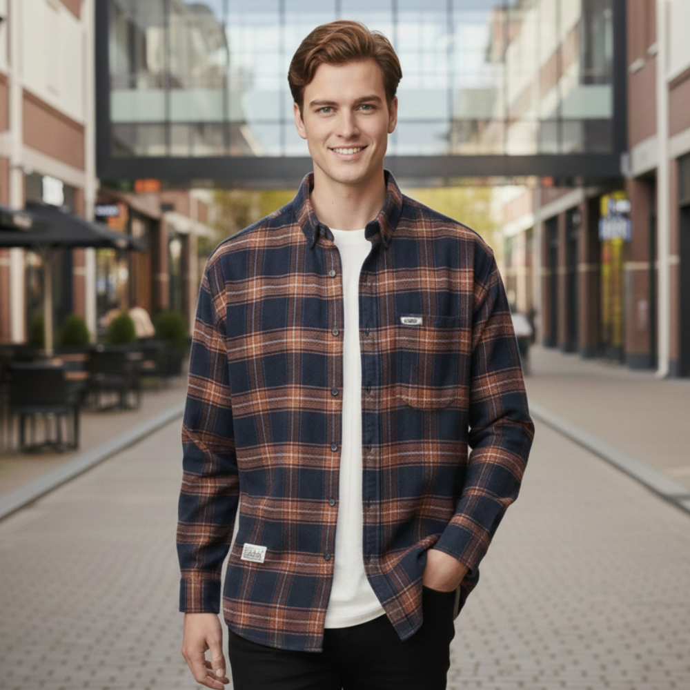Retro geruit katoenen casual flanellen overhemd voor heren Jelle Jora Mode