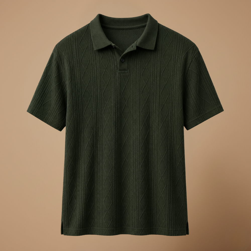 Heren casual poloshirt met korte mouwen en structuur Jelle Jora Mode
