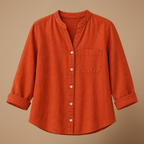 Damesblouse met losse pasvorm knoopsluiting en V-hals Jelle Jora Mode