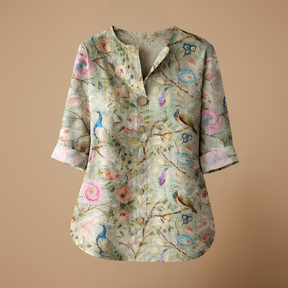 Damesblouse met bloemenprint en V-hals Jelle Jora Mode
