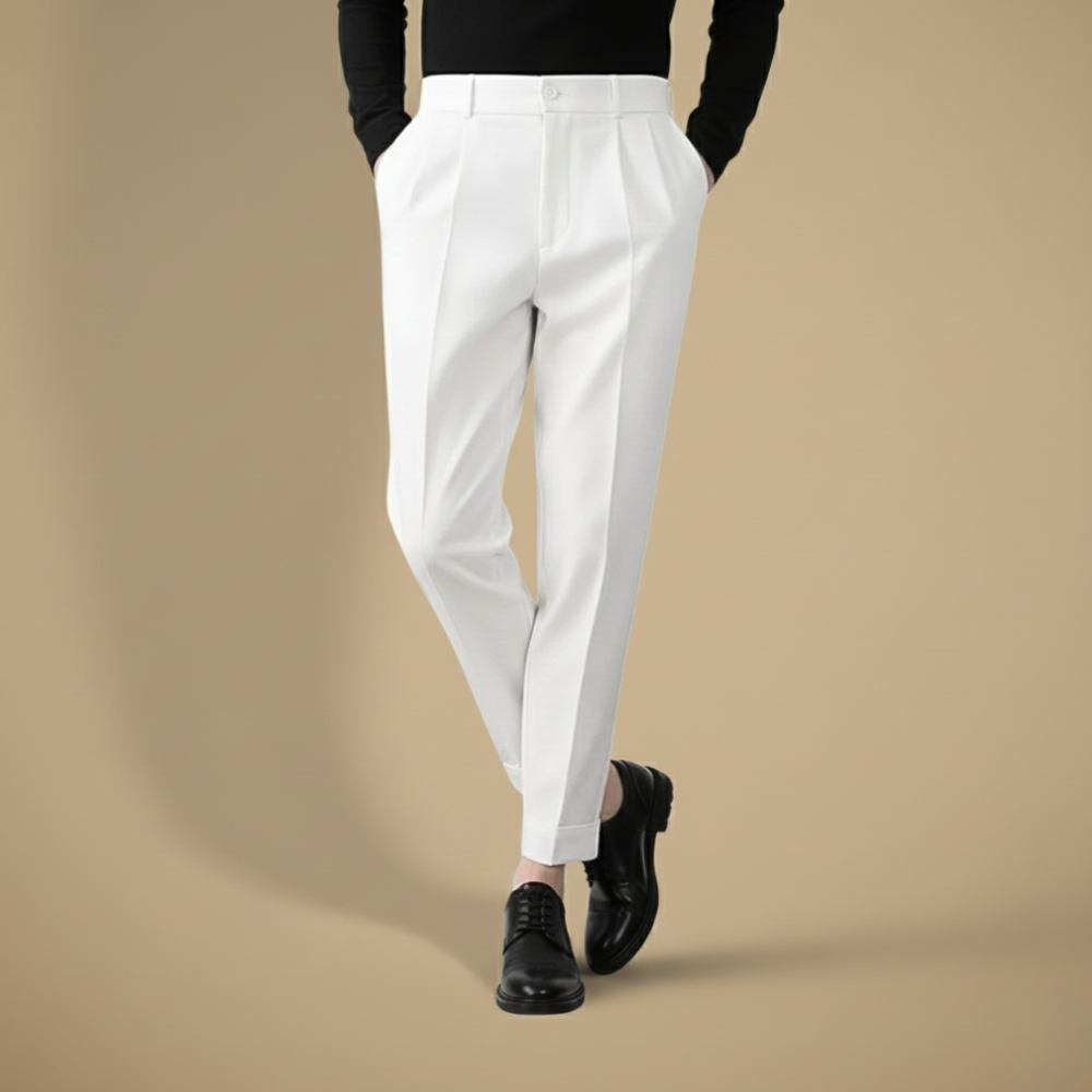 Slim fit taps toelopende enkellange herenbroek Jelle Jora Mode