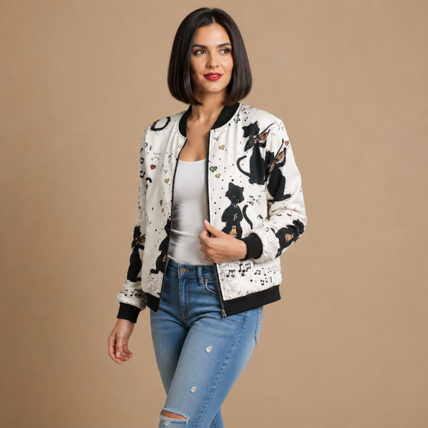 Casual bomberjack met bloemen print Jelle Jora Mode