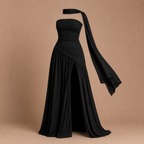 Dames strapless maxi-jurk met hoge split Jelle Jora Mode