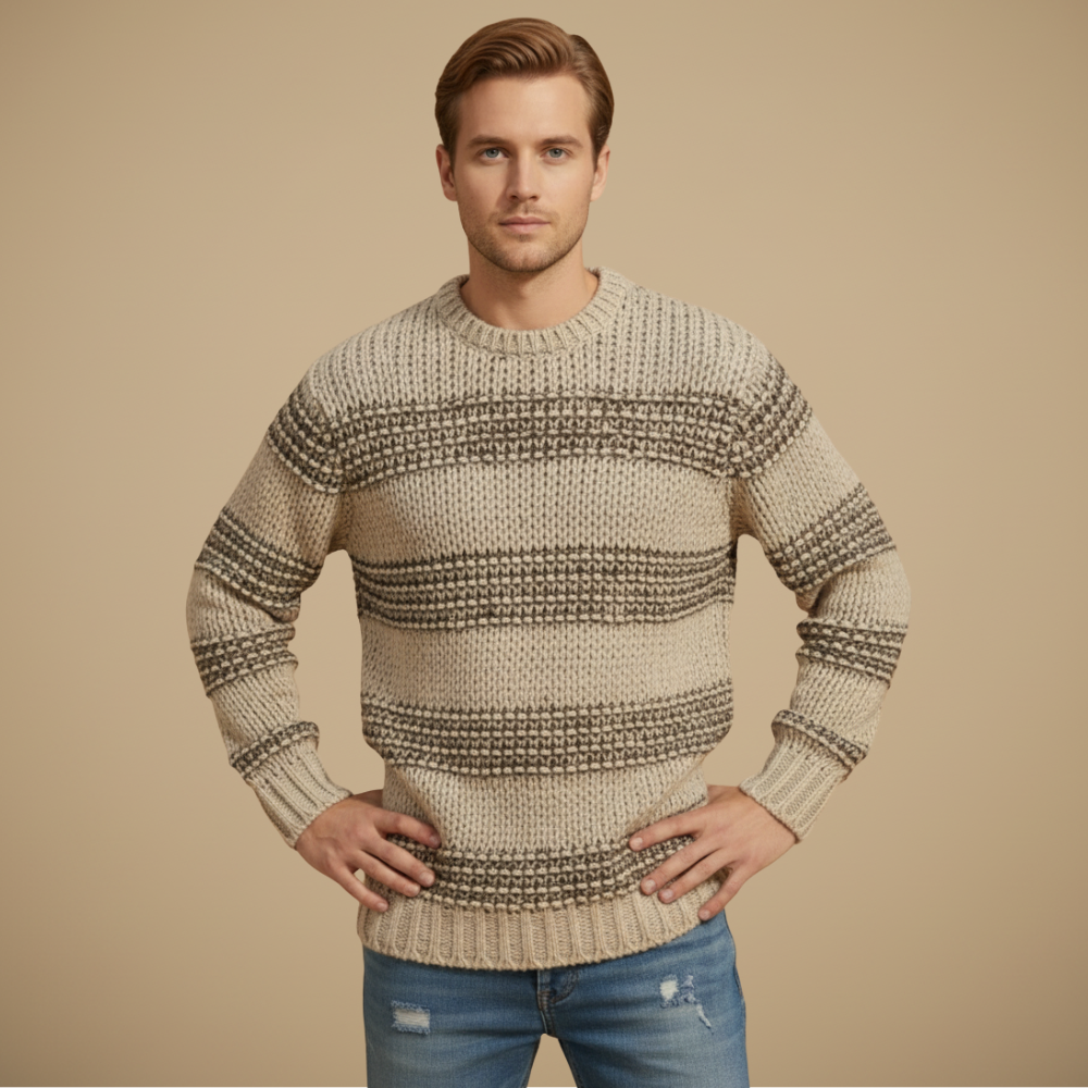 Lichtgewicht rekbare pullover met ronde hals voor heren Jelle Jora Mode
