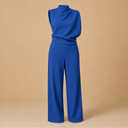 Dames jumpsuit met hoge kraag en wijde pijpen Jelle Jora Mode