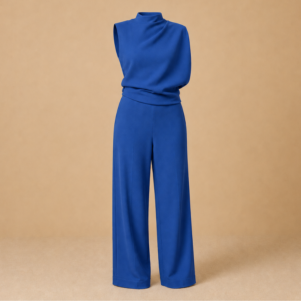Dames jumpsuit met hoge kraag en wijde pijpen Jelle Jora Mode