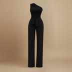 Dames jumpsuit met één schouder en ceintuur in de taille Jelle Jora Mode